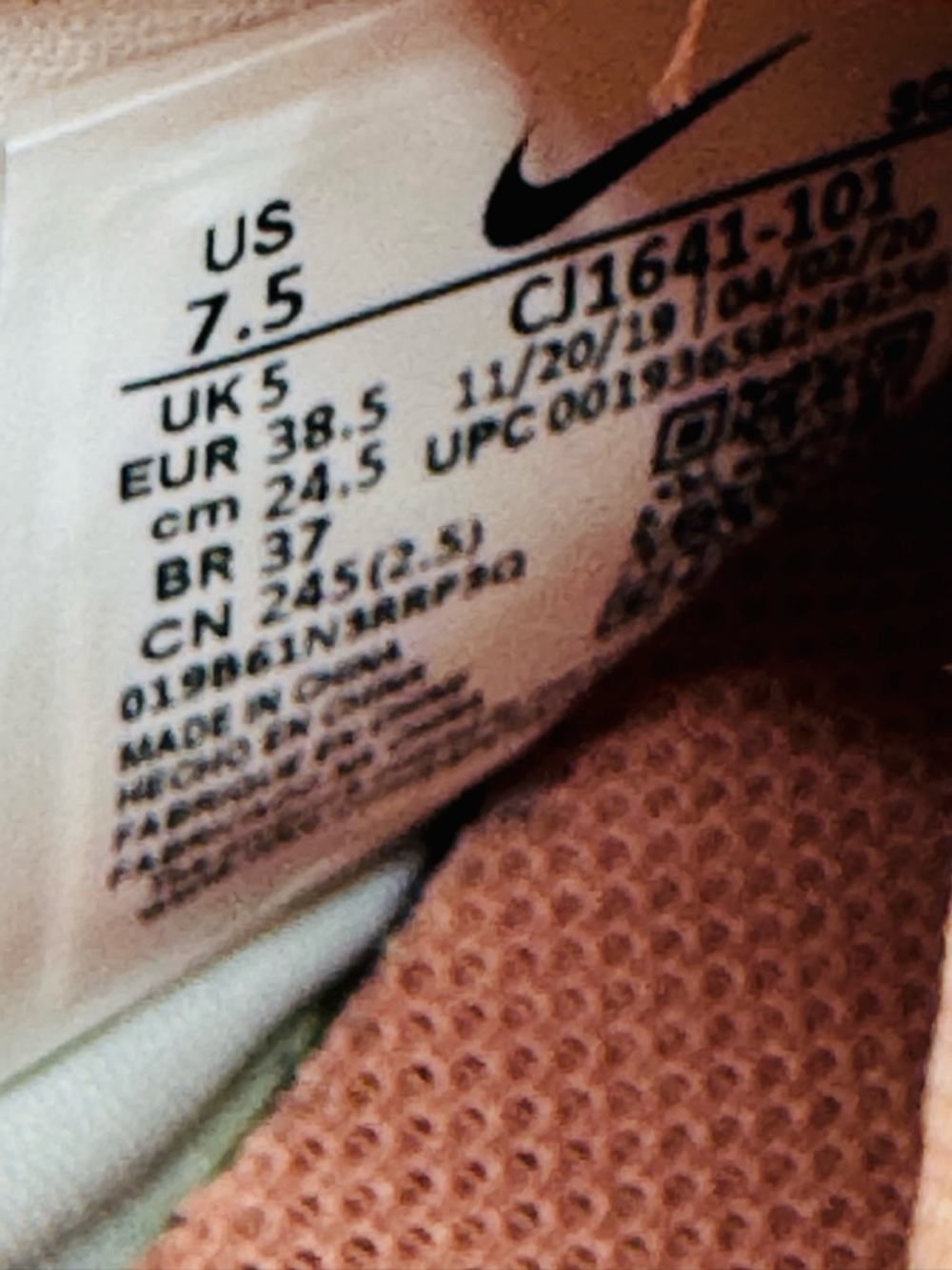 Nike Air Force 1 Shadow ‘Color White Coral Pink’ CJ1641-101 SZ 7.5 - Picture 10 of 10